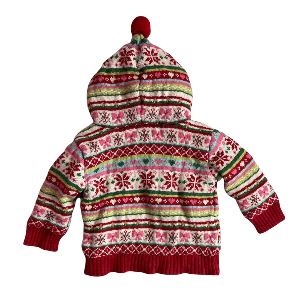 Wonder Kids 18M lined Christmas sweater. Zip up, very thick unisex red green - Picture 2 of 7